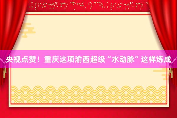 央视点赞！重庆这项渝西超级“水动脉”这样炼成