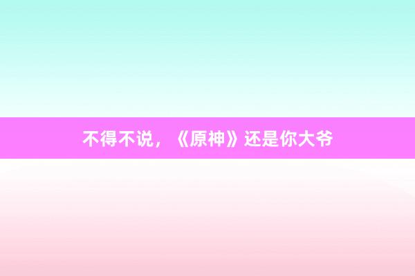 不得不说，《原神》还是你大爷