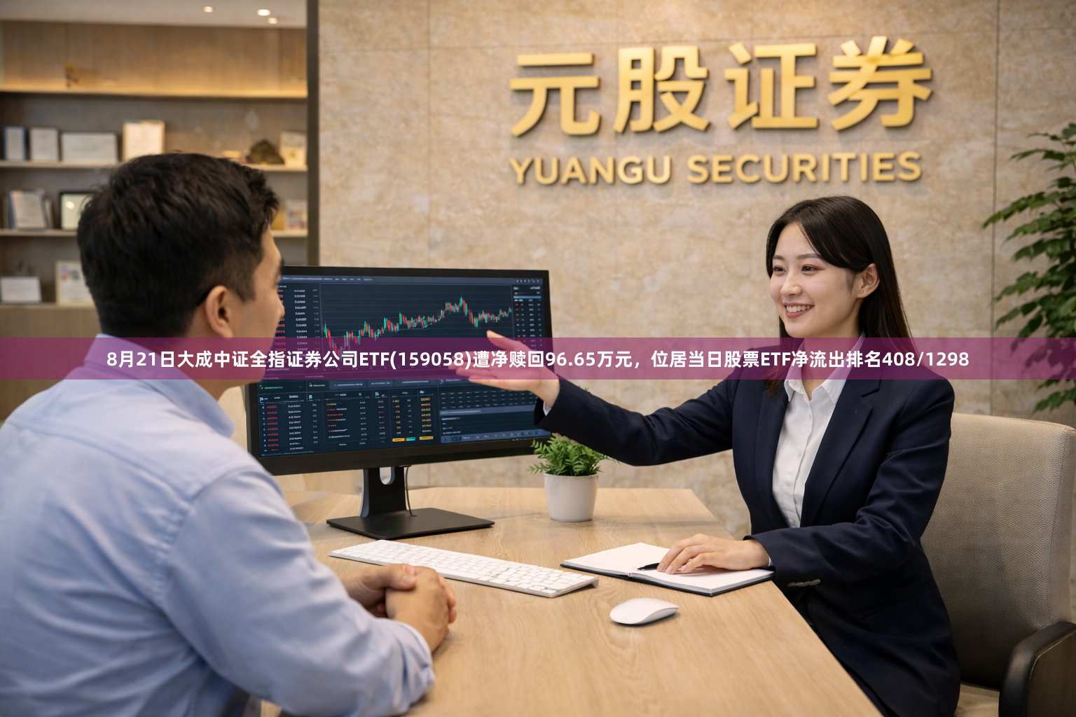 8月21日大成中证全指证券公司ETF(159058)遭净赎回96.65万元，位居当日股票ETF净流出排名408/1298