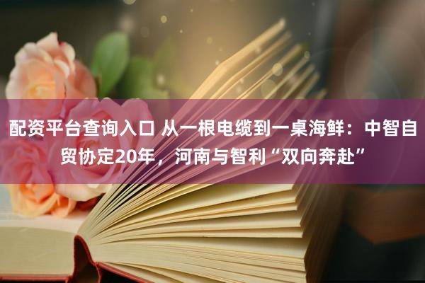 配资平台查询入口 从一根电缆到一桌海鲜：中智自贸协定20年，河南与智利“双向奔赴”