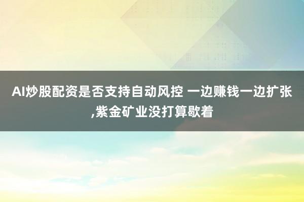 AI炒股配资是否支持自动风控 一边赚钱一边扩张,紫金矿业没打算歇着